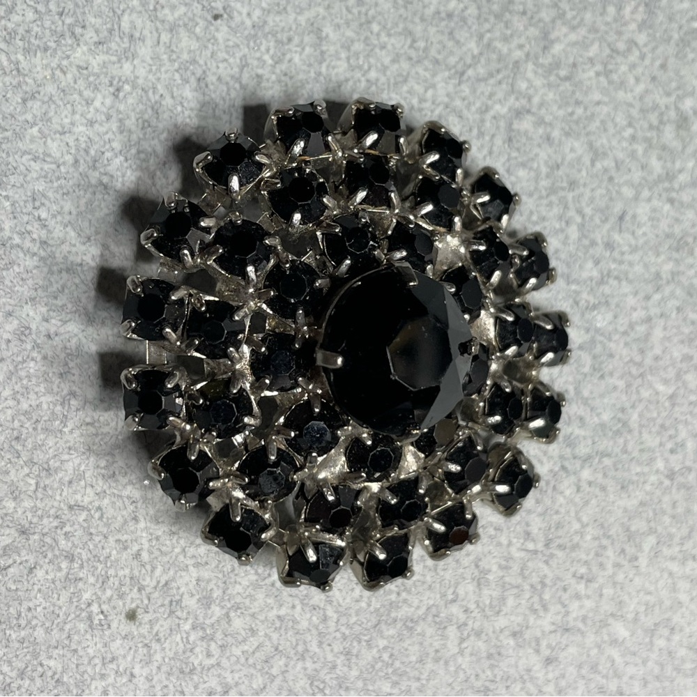 Black Rhinestone Dome Button (Single Large Button - image 3
